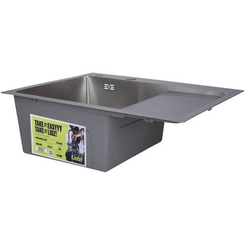 Мийка для кухні інтегрована Lidz Handmade H6350R крило праворуч (LDH6350BRUR45587) Brushed Steel 3,0/1,0 мм