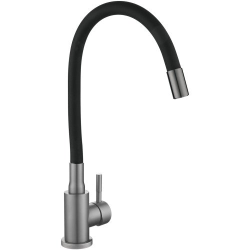 Змішувач для кухні Lidz Aria 015F3 (k35) з гнучким виливом LDARI015F3BGRP49564 Graphite/Black