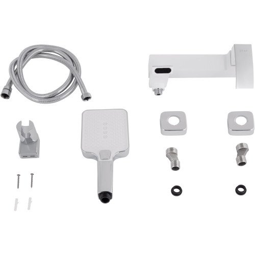 Змішувач для ванни Qtap Swan Cascada з поворотним виливом (з душовим гарнітуром) QTSWA260CRW45569 Chrome/White