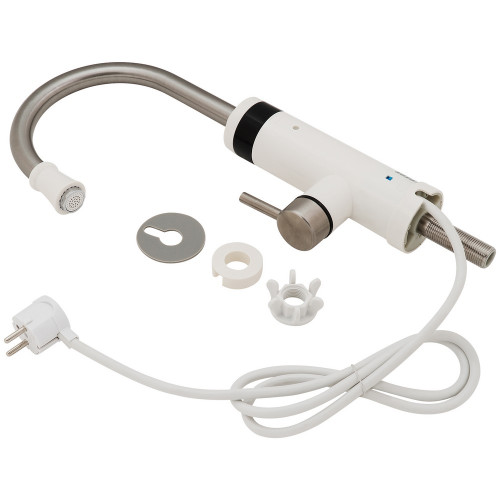 Проточний кран для кухні Lidz Warm 059 LDWAR059WNK35878 White / Nickel