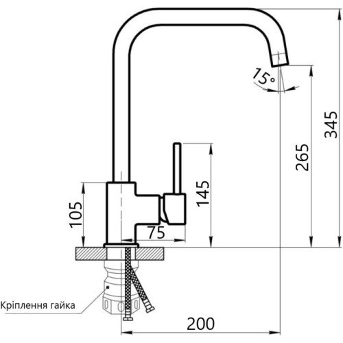Змішувач для кухні Lidz Aria 015F1 (k35) LDARI015F1GRP49558 Graphite
