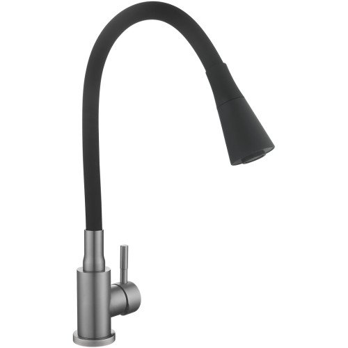Змішувач для кухні Lidz Aria 015F31 (k35) з гнучким виливом LDARI015F31BGRP49566 Graphite/Black