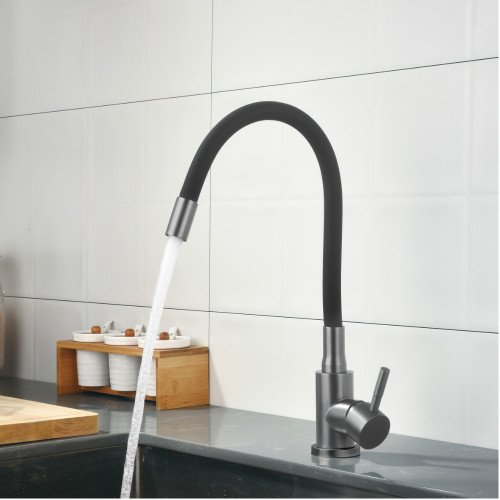Змішувач для кухні Lidz Aria 015F3 (k35) з гнучким виливом LDARI015F3BGRP49564 Graphite/Black