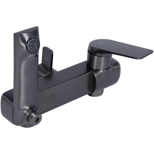 Набір 2в1 Qtap Vlasta New на три споживача (з виливом) QTVLA111GMB45651 Gunmetal Black PVD + Qtap Vlasta New QTVLA270GMB45641 Gunmetal Black PVD