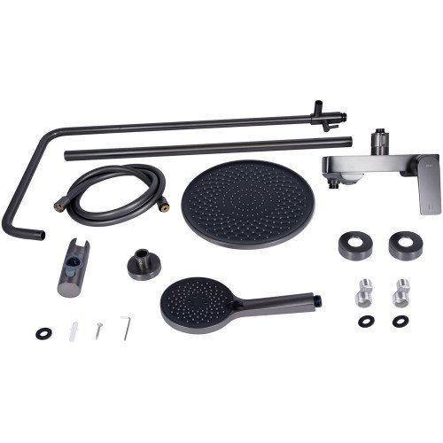 Набір 2в1 Qtap Vlasta New на три споживача (з виливом) QTVLA111GMB45651 Gunmetal Black PVD + Qtap Vlasta New QTVLA270GMB45641 Gunmetal Black PVD