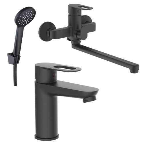 Набір 2в1 змішувач для ванни lidz latwa 005 black + змішувач для раковини lidz latwa 001 black Набір 2в1 змішувач для ванни lidz latwa 005 black + змішувач для раковини lidz latwa 001 black