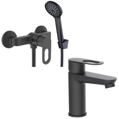 Набір 2в1 змішувач для душу lidz latwa 010 black + змішувач для раковини lidz latwa 001 black Набір 2в1 змішувач для душу lidz latwa 010 black + змішувач для раковини lidz latwa 001 black