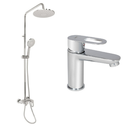 Набір 2в1 душова система lidz latwa 1030 chrome + змішувач для раковини lidz latwa 001 chrome