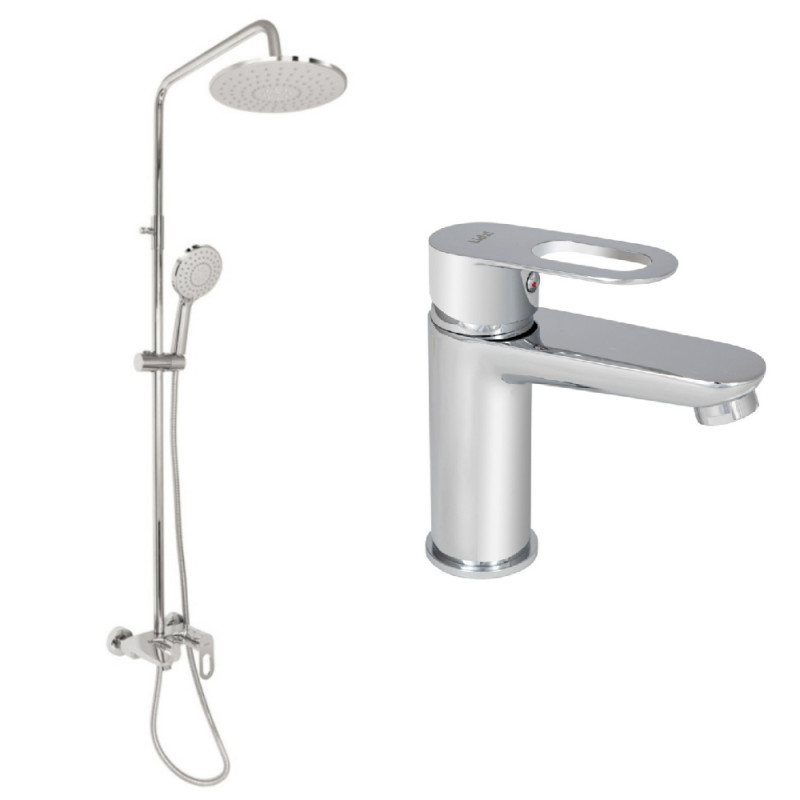Набір 2в1 душова система lidz latwa 1030 chrome + змішувач для раковини lidz latwa 001 chrome