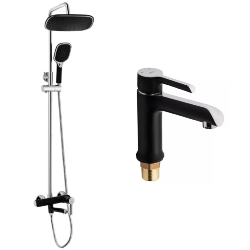 Набор 2в1 душевая система qtap grand bcr 1004 + смеситель для раковины qtap grand bcr 001f