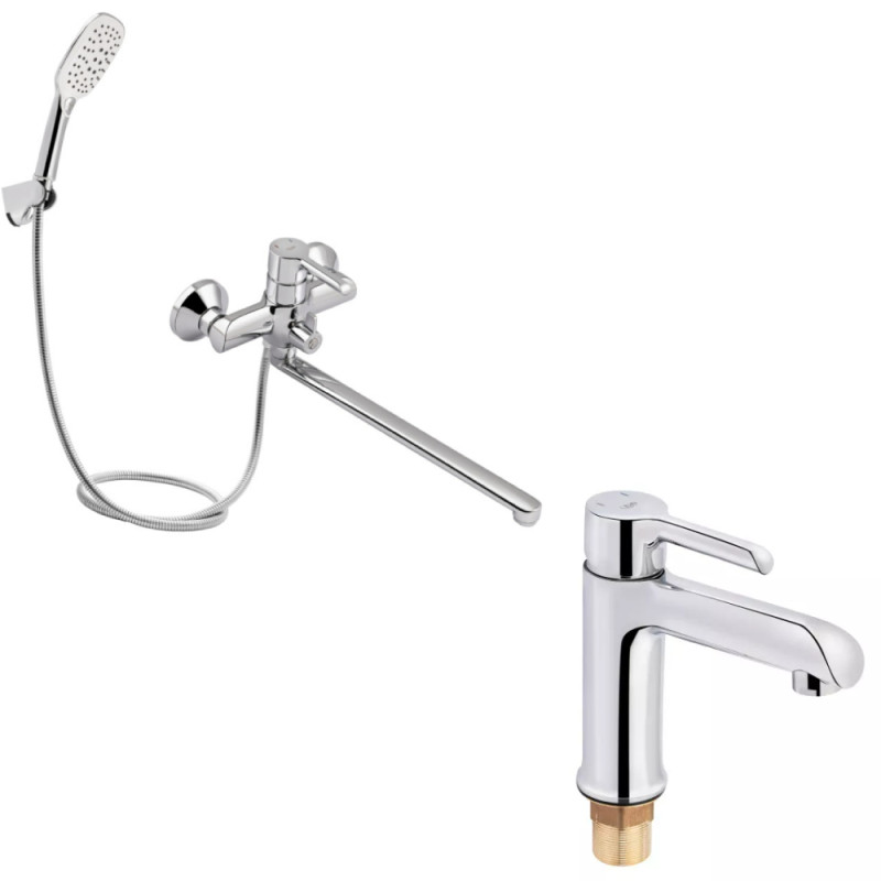 Набор 2в1 смеситель для ванны qtap grand crm 005 + смеситель для раковины qtap grand crm 001f