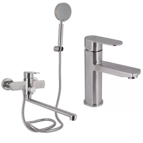 Набор 2в1 смеситель для ванны lidz luna 005 (c душевым гарнитуром) ldlun005nks46093 nickel + смеситель для раковины lidz luna 001f ldlun001fnks46094 nickel Набор 2в1 смеситель для ванны lidz luna 005 (c душевым гарнитуром) ldlun005nks46093 nickel + смеситель для раковины lidz luna 001f ldlun001fnks46094 nickel