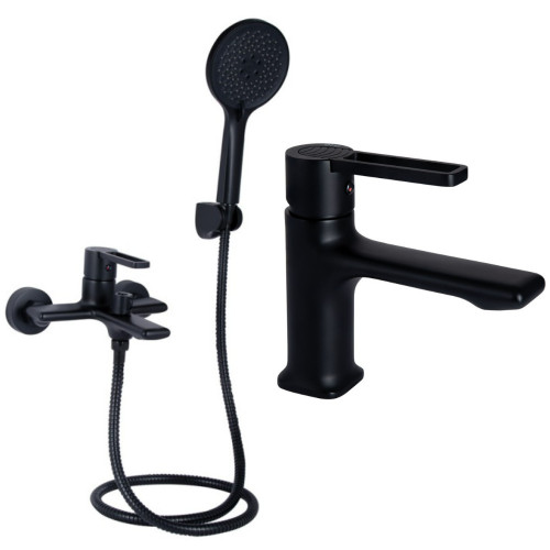 Набір 2в1 змішувач для ванни qtap taurus (з душовим гарнітуром) qttau259blm45662 black matt + змішувач для раковини qtap taurus qttau270blm45660 black matt Набір 2в1 змішувач для ванни qtap taurus (з душовим гарнітуром) qttau259blm45662 black matt + змішувач для раковини qtap taurus qttau270blm45660 black matt