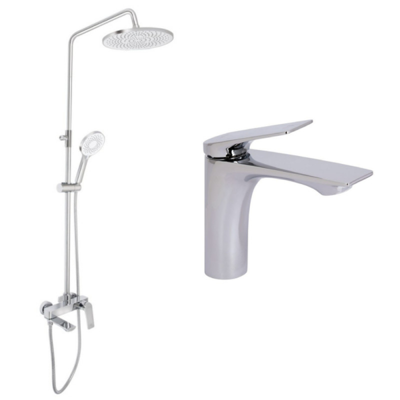 Набор 2в1 Qtap Vlasta New на три потребителя (с изливом) QTVLA111CRM45650 Chrome + Qtap Vlasta New QTVLA270CRM45640 Chrome