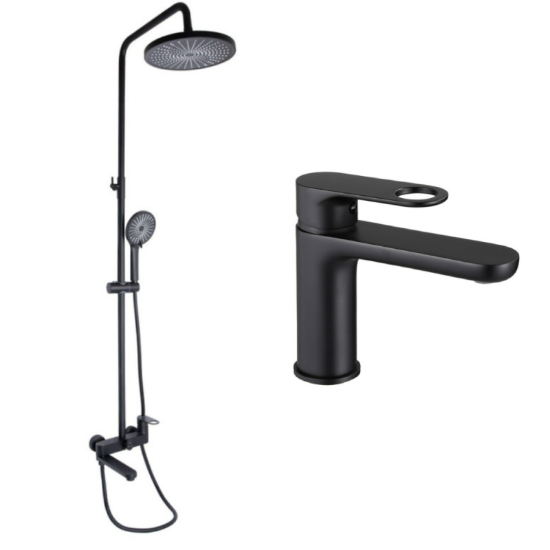 Набор 2в1 Qtap Jay на три потребителя (с изливом) QTJAY111BLM45549 Black Matt + Qtap Jay QTJAY270BLM45545 Black Matt