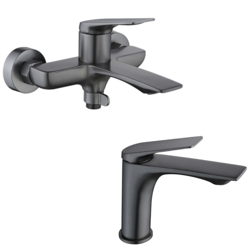 Набір 2в1 Qtap Vlasta New (з душовим гарнітуром) QTVLA259GMB45643 Gunmetal Black PVD + Qtap Vlasta New QTVLA270GMB45641 Gunmetal Black PVD