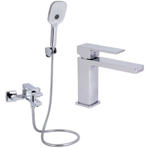 Набір 2в1 змішувач для ванни qtap gemini (з душовим гарнітуром) qtgem259crm45681 chrome + змішувач для раковини qtap gemini qtgem270crm45673 chrome Набір 2в1 змішувач для ванни qtap gemini (з душовим гарнітуром) qtgem259crm45681 chrome + змішувач для раковини qtap gemini qtgem270crm45673 chrome